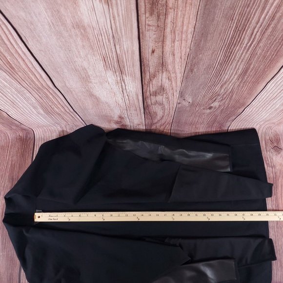 Spanx Womens Large Drape Front Jacket Very Black Convertible Faux Leather 50176R - Picture 15 of 16